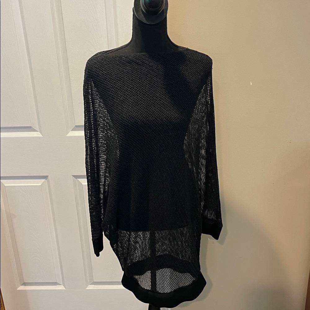 Elegant Black Mesh Blouse